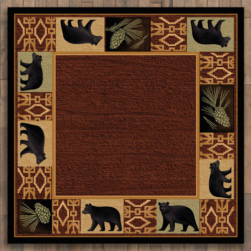 Peaceful Habitat Black Bear Rug - 8 Ft. Square