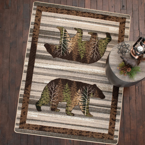 Peaceful Pines Bear Natural Rug - 4 x 5