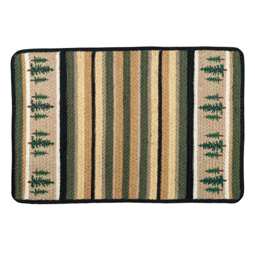 Pine Border Rectangular Braided Accent Rug