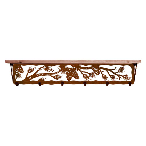 Pine Cone 42 Inch Pine Hook Shelf