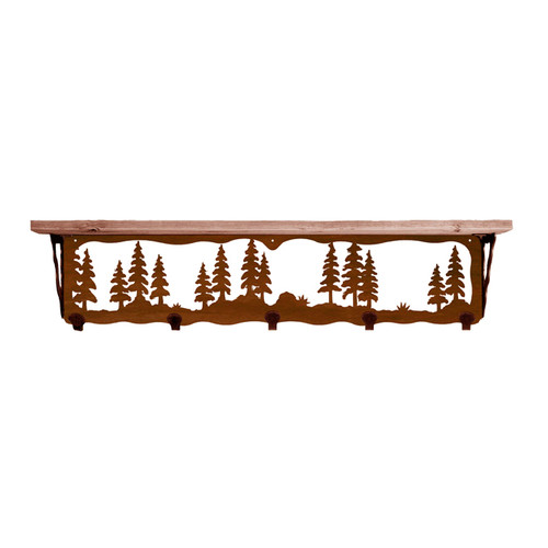 Pine Trees 34 Inch Pine Hook Shelf
