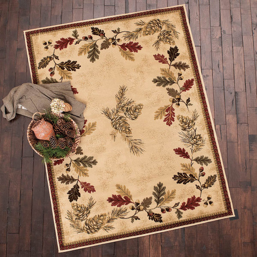 Pinecone & Leaves Rug - 8 x 10