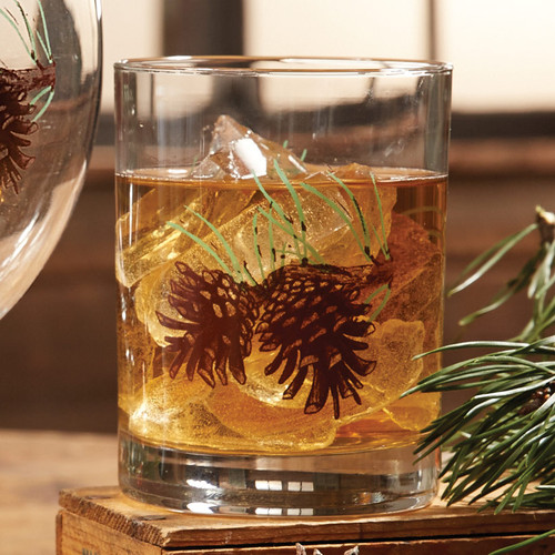 Pinecone and Needles Double Old Fashioned Glasses - Set of 4