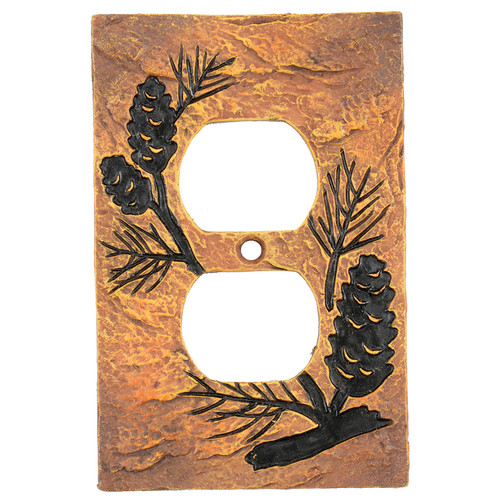 Pinecone Forest Stone Outlet Cover