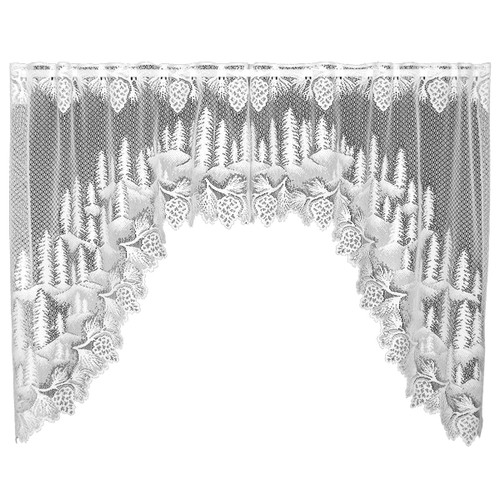 Pinecone Hollow White Swag Pair - 70 x 38