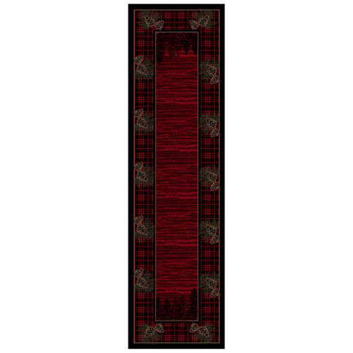 Pinecones Forest Plaid Rug - 2 x 8