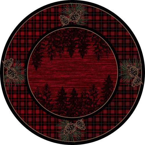 Pinecones Forest Plaid Rug - 8 Ft. Round