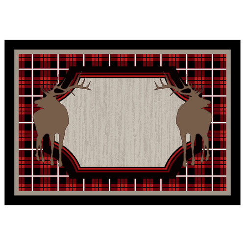 Plaid Elk Rug - 3 x 4