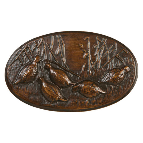 Quail Family Plaque - English Oak