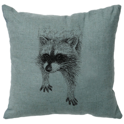 Racoon Linen Pillow - Ocean