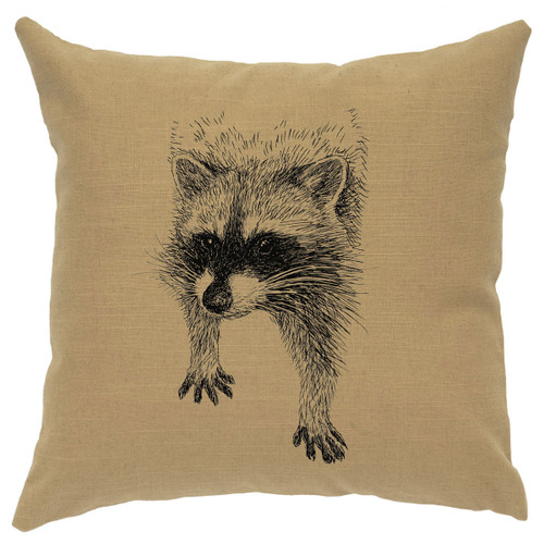 Racoon Linen Pillow - Straw