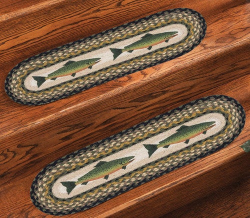 Rainbow Trout Braided Jute Stair Tread