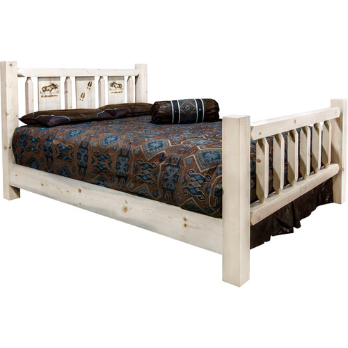 Ranchman's Bed with Laser-Engraved Moose Design - Queen