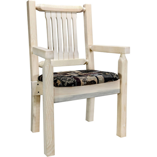 Ranchman's Captain's Chair with Woodland Upholstered Seat & Clear Lacquer Finish