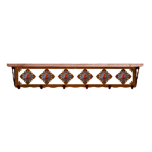Red Jasper Stone 42 Inch Pine Hook Shelf