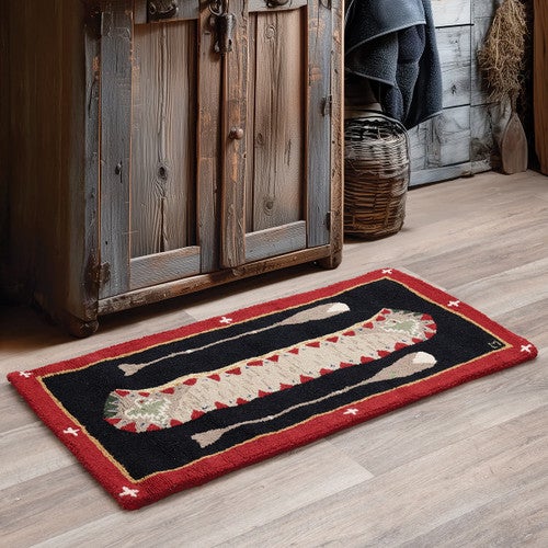 Red Longboat Hooked Wool Accent Rug