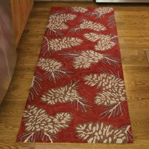 Red Pinecone Hooked Runner