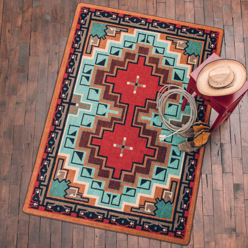 Reservations Turquoise Rug - 5 x 8
