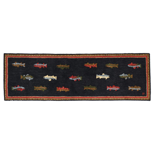 River Fish Hooked Wool Runner
