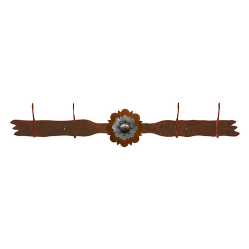 Round Old Silver Berry Concho 4 Hook Coat Rack