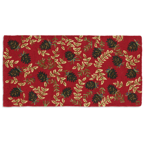 Ruby Pinecones Hooked Wool Accent Rug - OUT OF STOCK UNTIL 04/22/2025