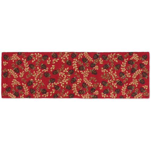 Ruby Pinecones Hooked Wool Runner