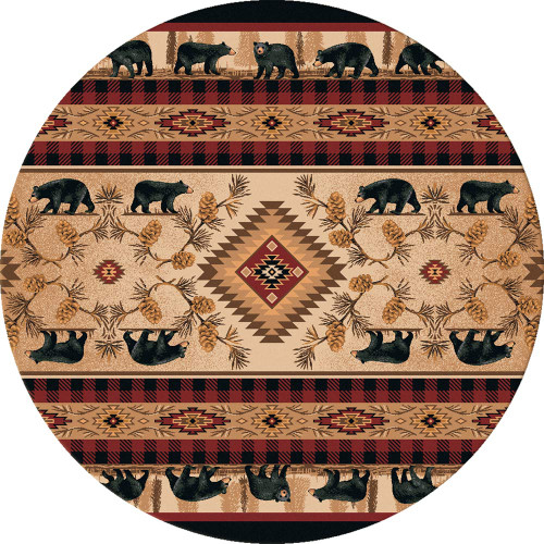 Rustic Bear Parade Rug - 8 Ft. Round