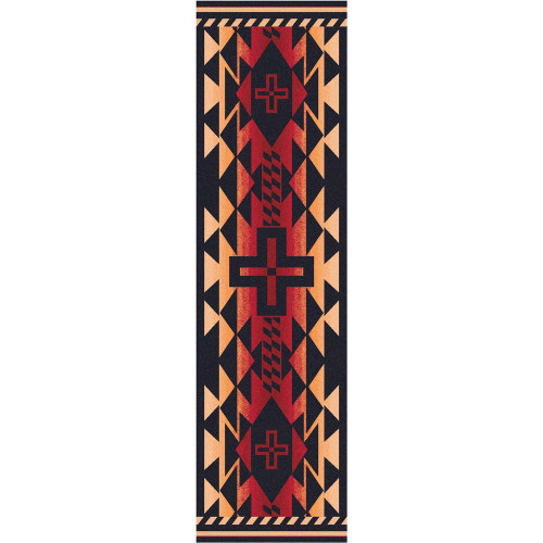 Rustic Cross Burnt Red Rug - 2 x 8