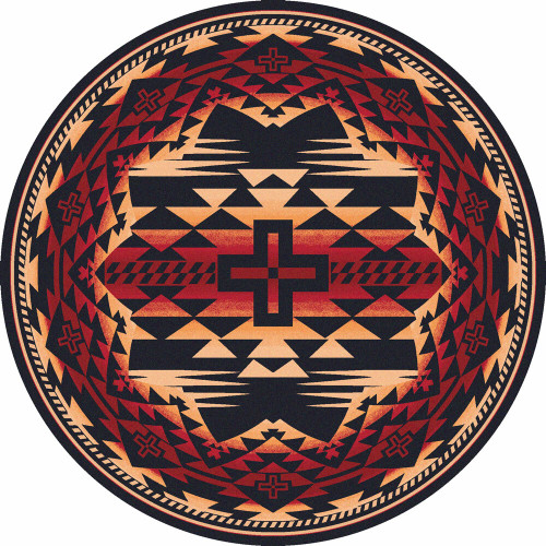 Rustic Cross Burnt Red Rug - 8 Ft. Round