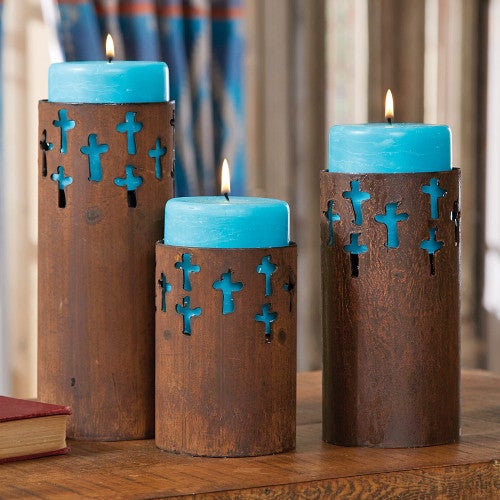 Rustic Cross Candle Holders