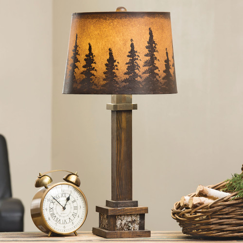 Rustic Forest Wood Table Lamp