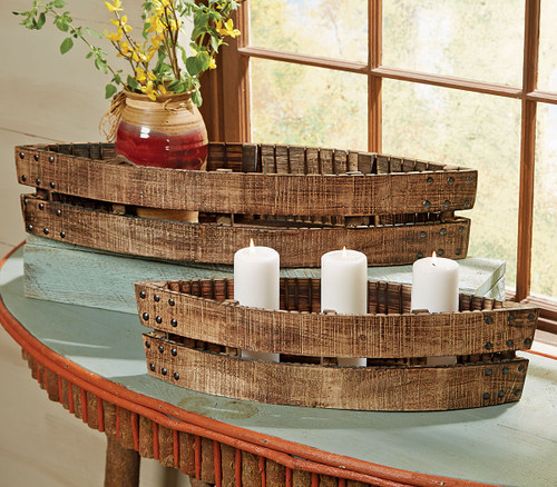 Rustic Reclaimed Wood Canoes - Set of 2