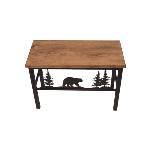 24" Iron Bear and Tree Scene Bench- Kodiak
