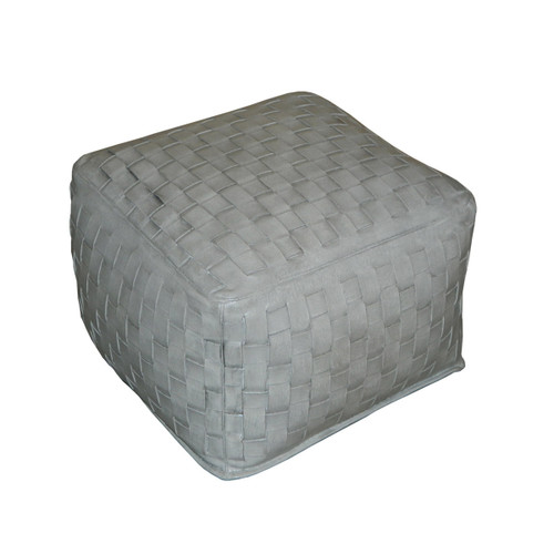 Square, Silver Braided Ottoman