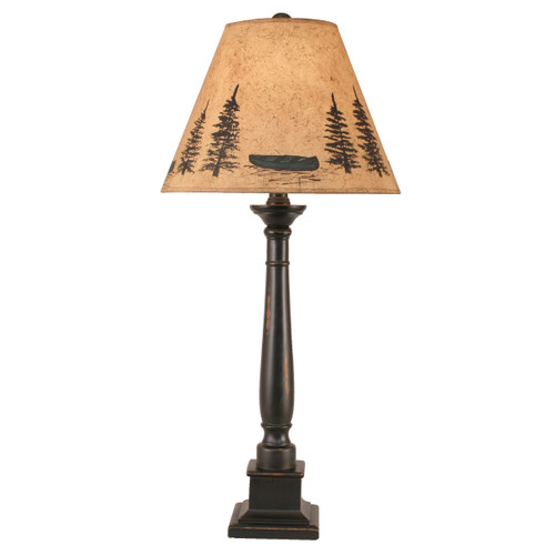 Simplistic Black Table Lamp with Boating Scene Shade