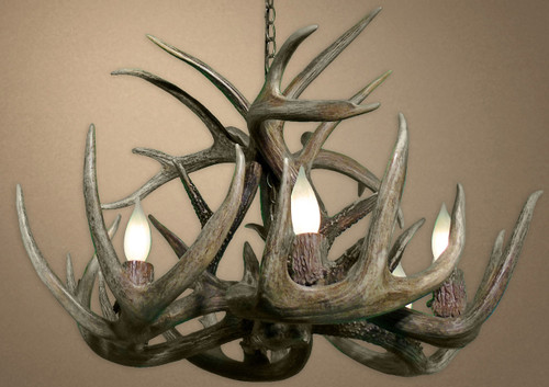 Real Single Tier White-tail Deer Chandelier - Large