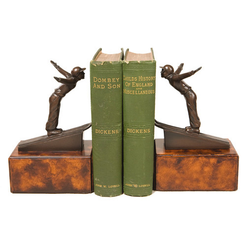 Ski Jumper Bookends - Bronze