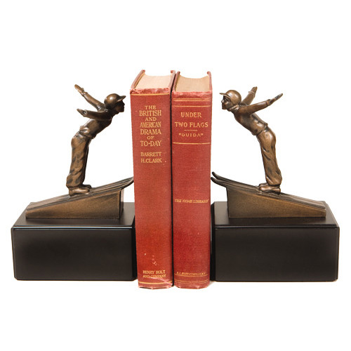 Ski Jumper Bookends - Vintage Gold