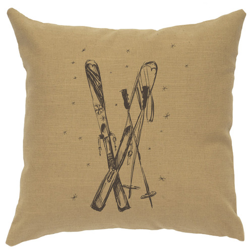 Skis Linen Pillow - Straw