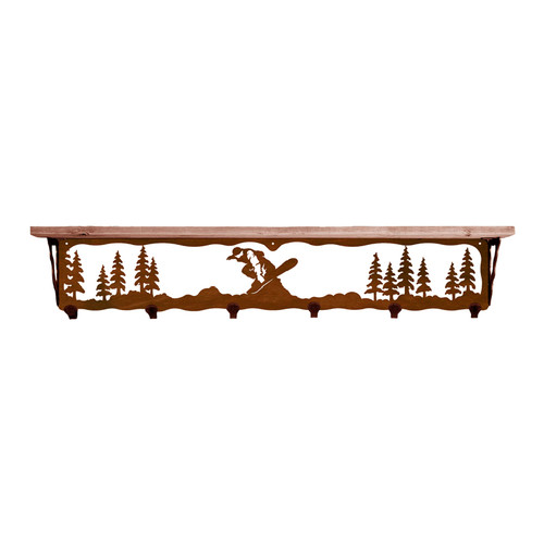 Snowboarder 42 Inch Pine Hook Shelf
