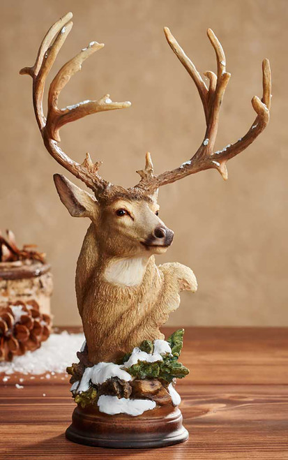 Snowy Mule Deer Sculpture