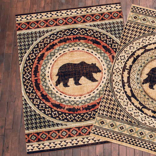 Southwest Circle Bear Terracotta Rug - 2 x 8