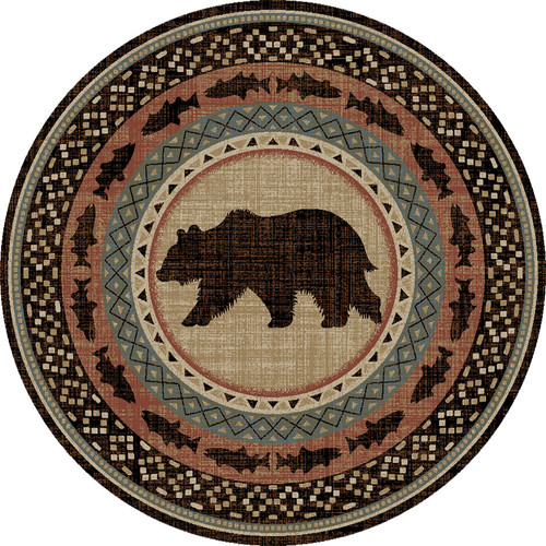 Southwest Circle Bear Terracotta Rug - 5 Ft. Round