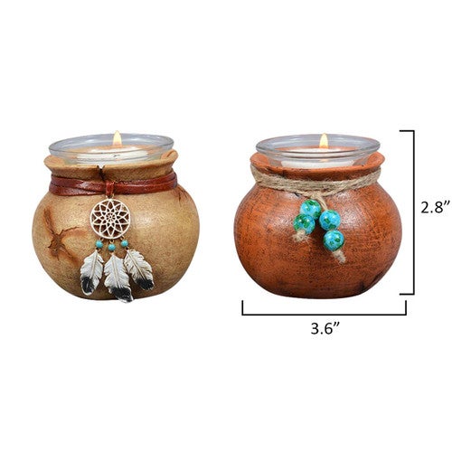 Southwest Pots Candle Holders - Set of 2