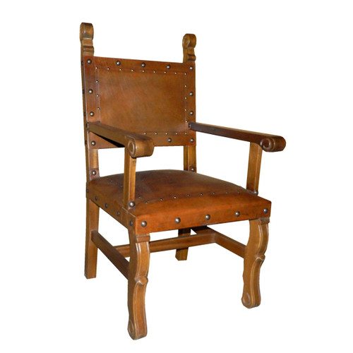 Spanish Heritage Arm Chair Pln/Tacks Rustic