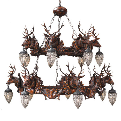 Stag and Globe Two Tier Chandelier
