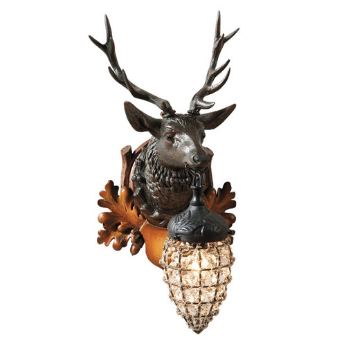 Stag Mount Wall Sconce with Globe Shade - Left Facing