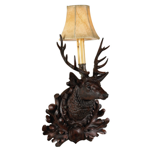 Stag Wall Sconce with Faux Leather Shade - Left Facing