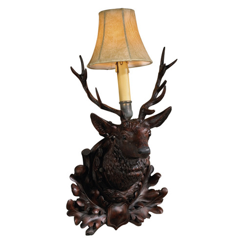 Stag Wall Sconce with Faux Leather Shade - Right Facing