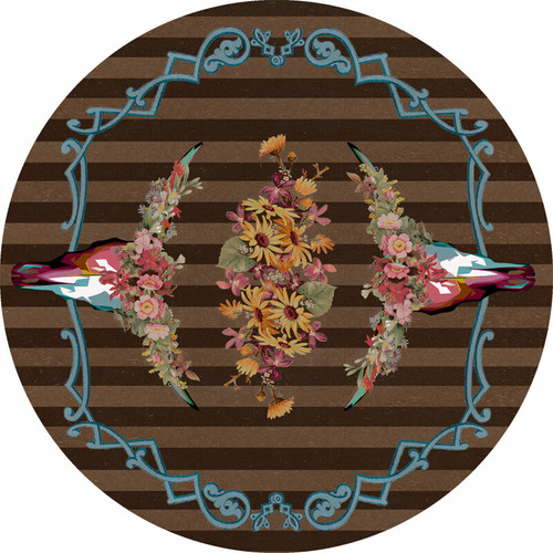 Steer Head Blossom Rug - 8 Ft. Round